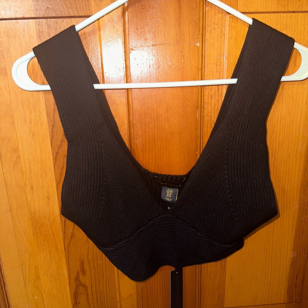 NWT Black Sweater Material Women's Intimate Crop Top